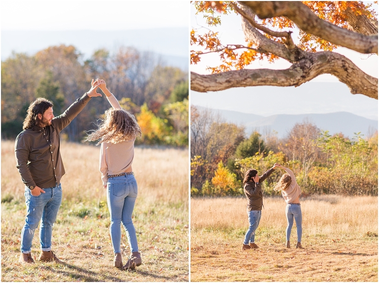 This Skyline Drive fall engagement session was straight fire. The autumn sunset colors of Tanner's Ridge Overlook and these stylish couple were too hot to handle