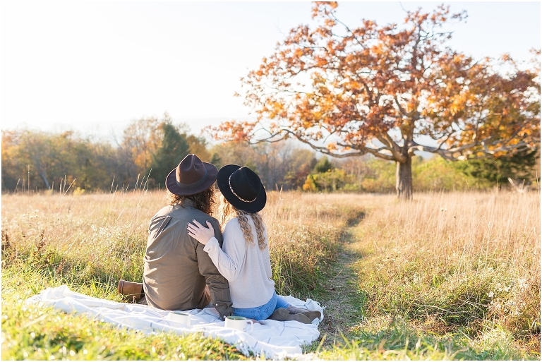 This Skyline Drive fall engagement session was straight fire. The autumn sunset colors of Tanner's Ridge Overlook and these stylish couple were too hot to handle