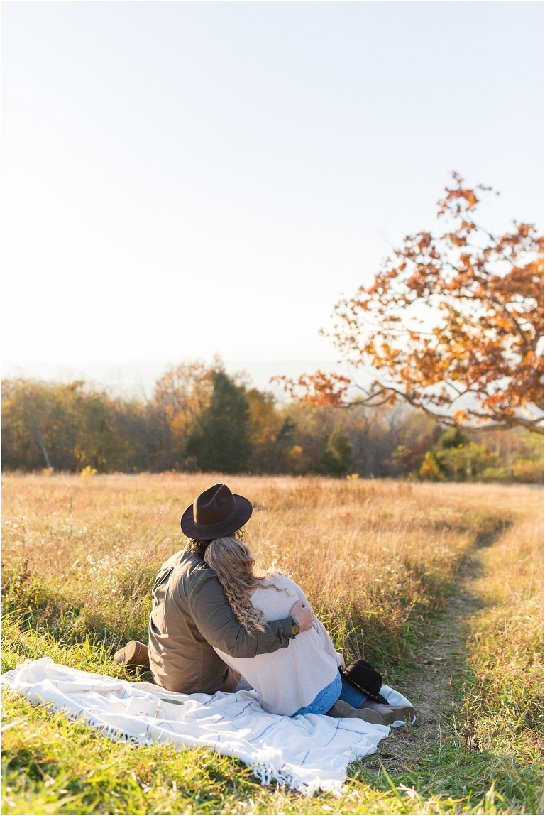 This Skyline Drive fall engagement session was straight fire. The autumn sunset colors of Tanner's Ridge Overlook and these stylish couple were too hot to handle