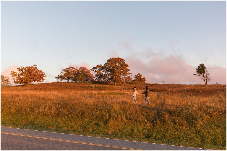 This Skyline Drive fall engagement session was straight fire. The autumn sunset colors of Tanner's Ridge Overlook and these stylish couple were too hot to handle