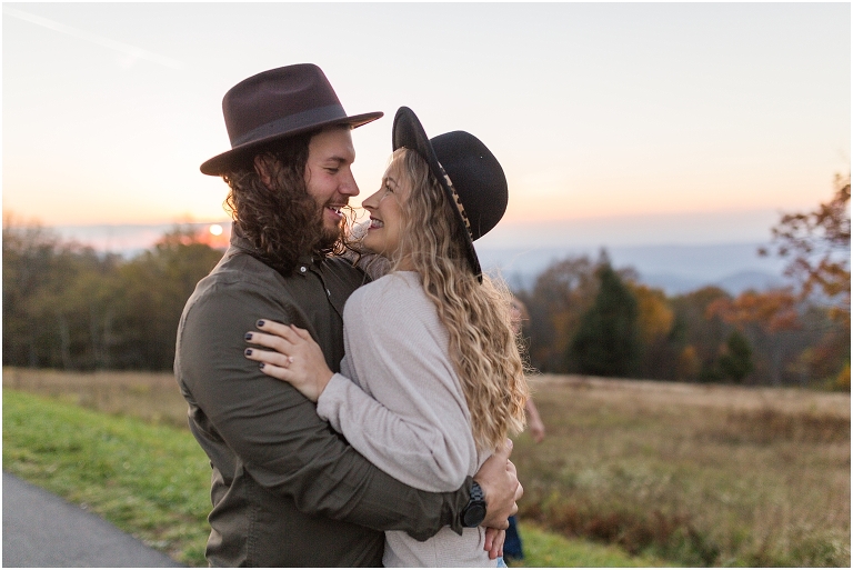 This Skyline Drive fall engagement session was straight fire. The autumn sunset colors of Tanner's Ridge Overlook and these stylish couple were too hot to handle