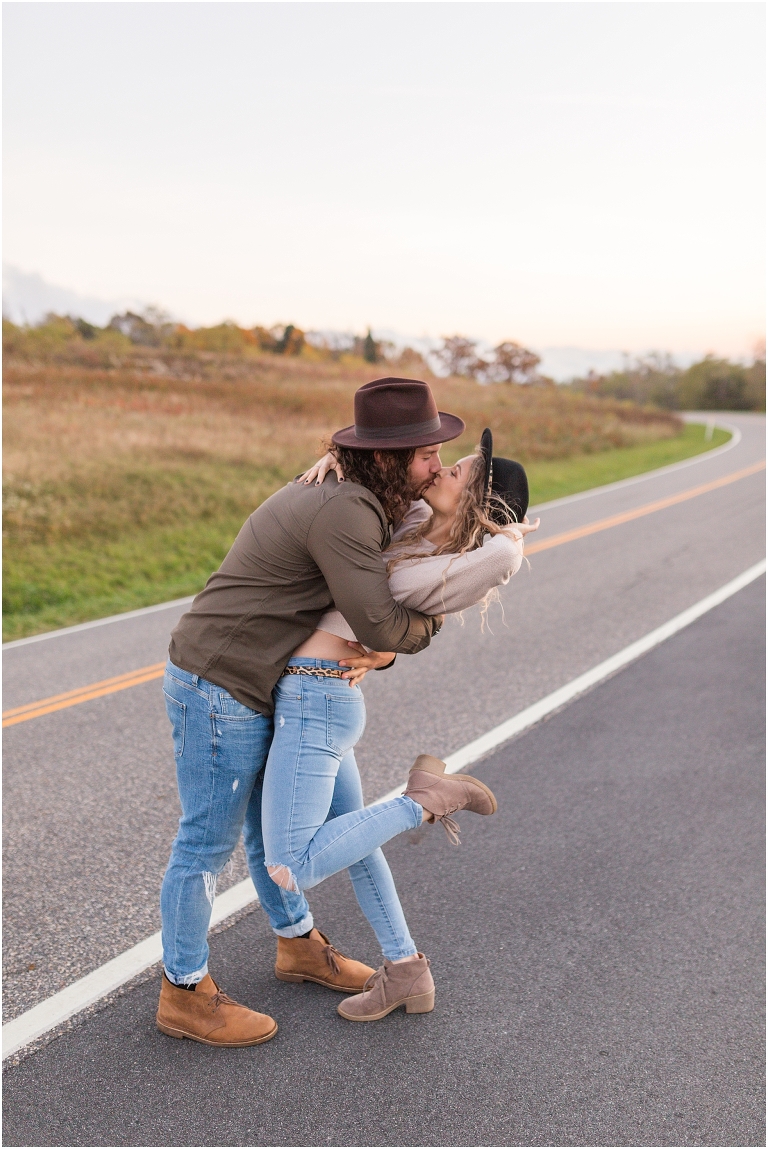 This Skyline Drive fall engagement session was straight fire. The autumn sunset colors of Tanner's Ridge Overlook and these stylish couple were too hot to handle
