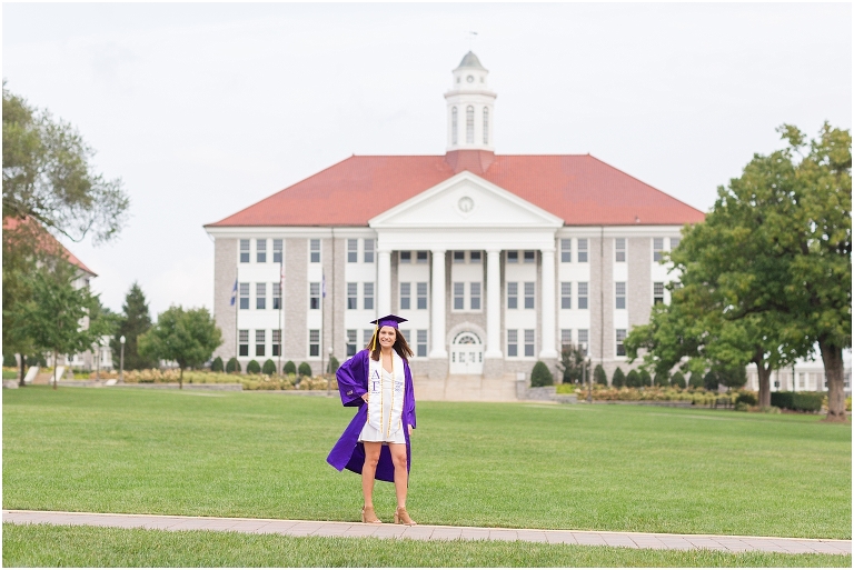 Katie, senior, on JMU Quad for senior photo shoot.