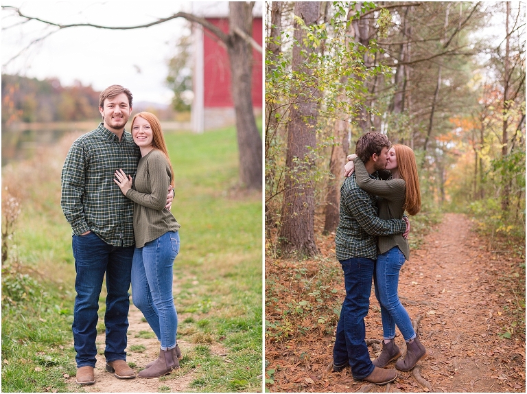 Autumn engagement session at Lake Shenandoah with fall colors.