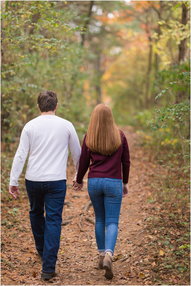 Autumn engagement session at Lake Shenandoah with fall colors.