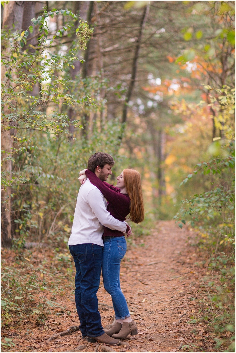 Autumn engagement session at Lake Shenandoah with fall colors.