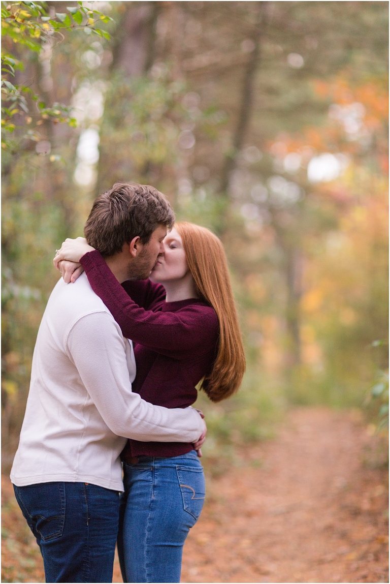 Autumn engagement session at Lake Shenandoah with fall colors.