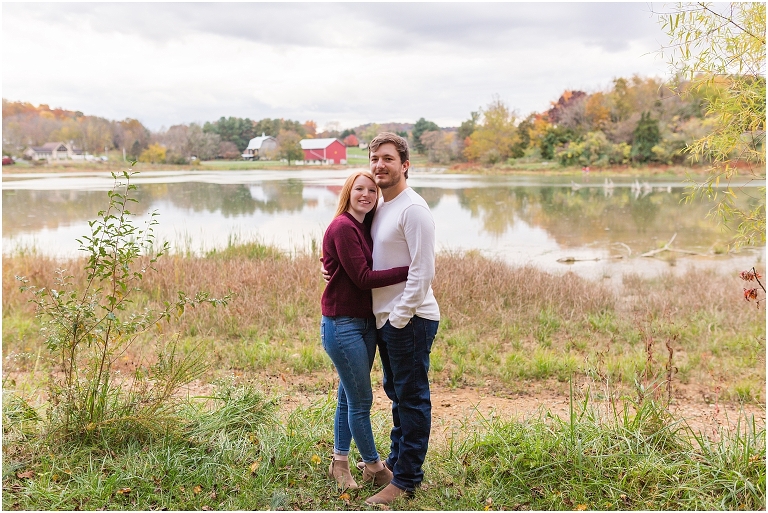 Autumn engagement session at Lake Shenandoah with fall colors.