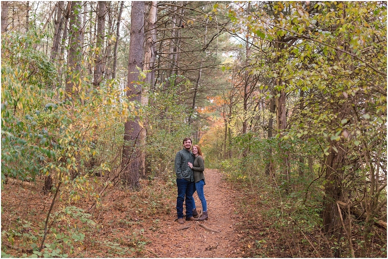 Autumn engagement session at Lake Shenandoah with fall colors.