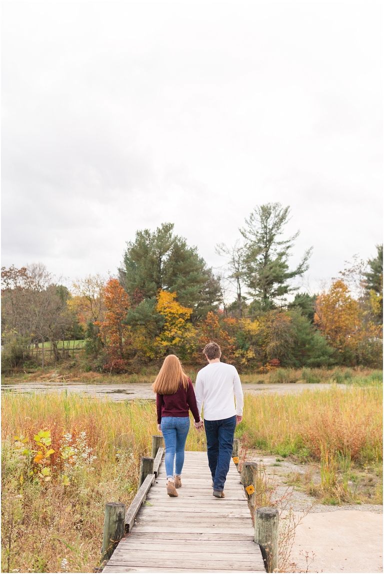 Autumn engagement session at Lake Shenandoah with fall colors.