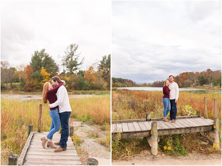 Autumn engagement session at Lake Shenandoah with fall colors.