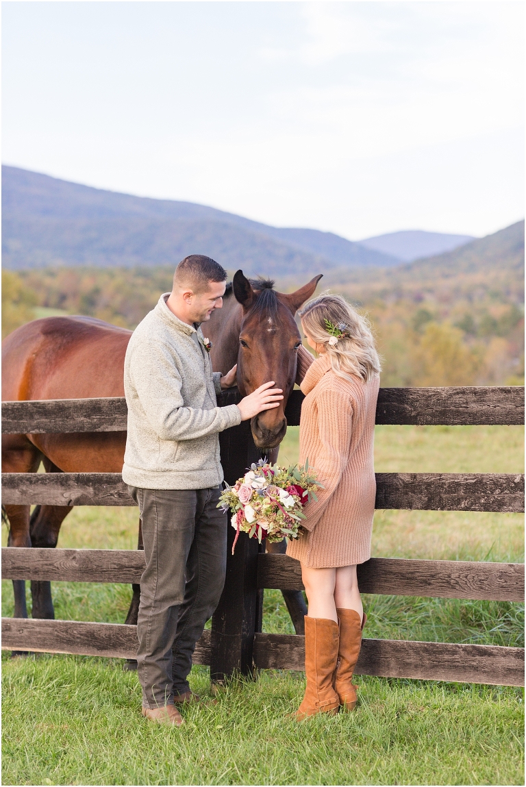 Virginia vow renewal and anniversary session in the autumn mountains with horses
