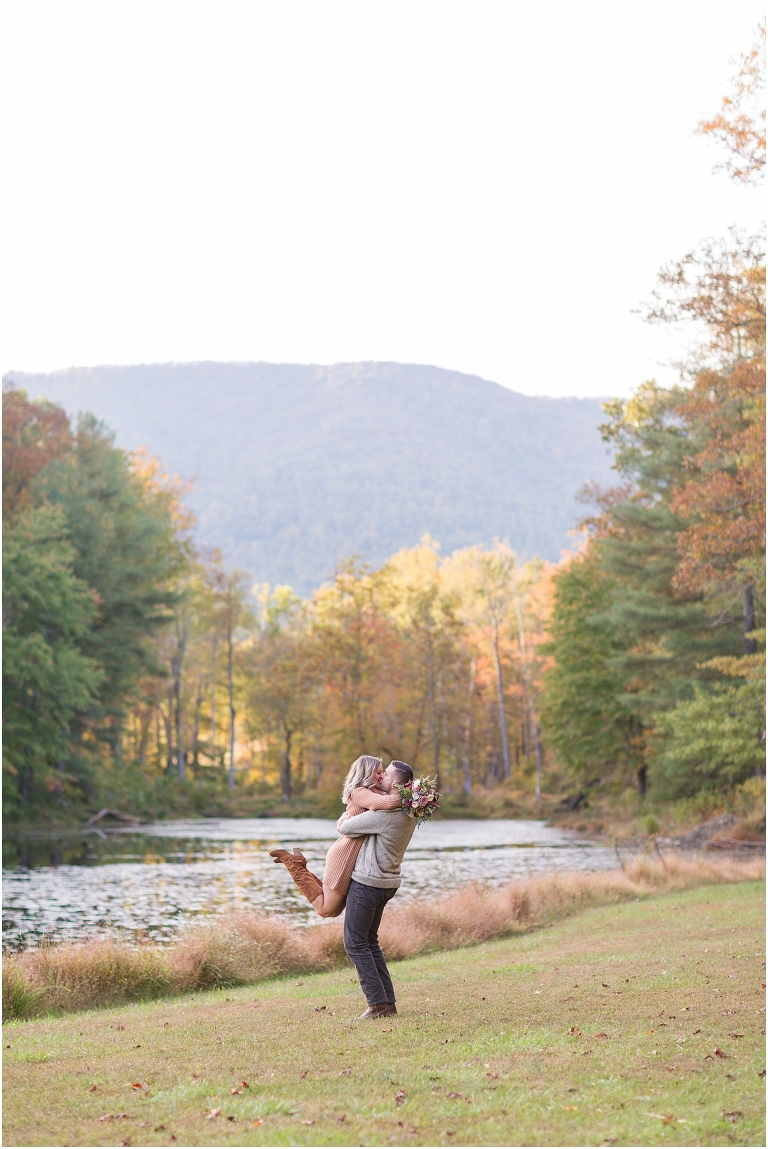 Virginia vow renewal and anniversary session in the autumn forest lake