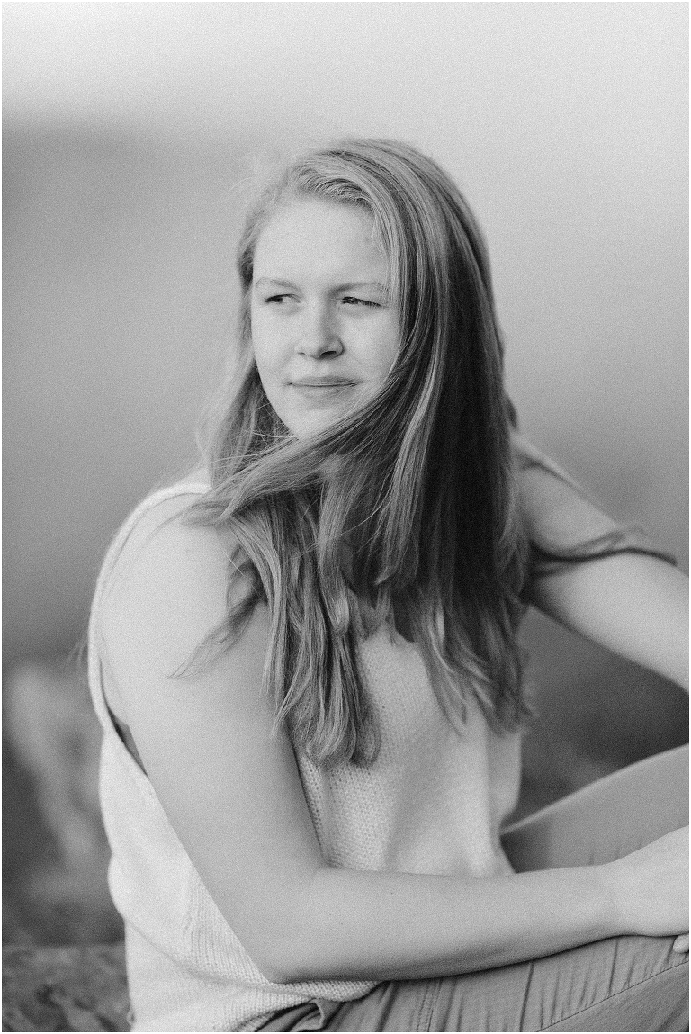 Sunset Hawksbill Summit Skyline Drive senior session with fall foliage and rolling clouds