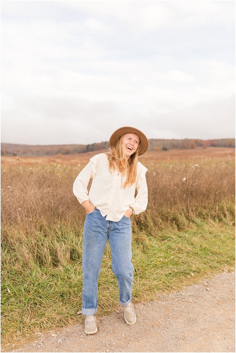 Fall sunset Big Meadows Skyline Drive senior session
