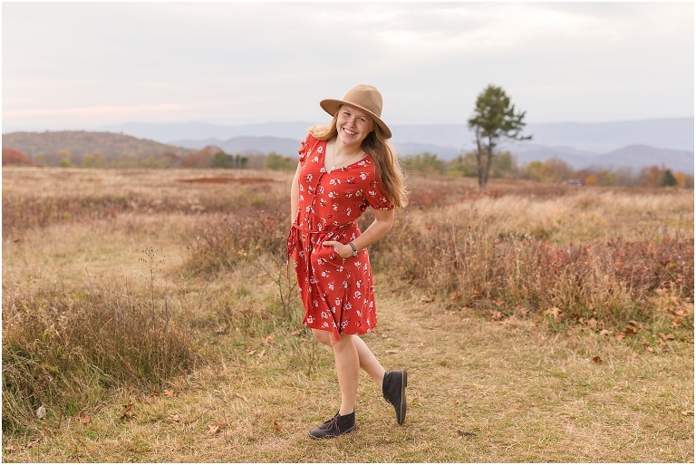 Fall sunset Big Meadows Skyline Drive senior session