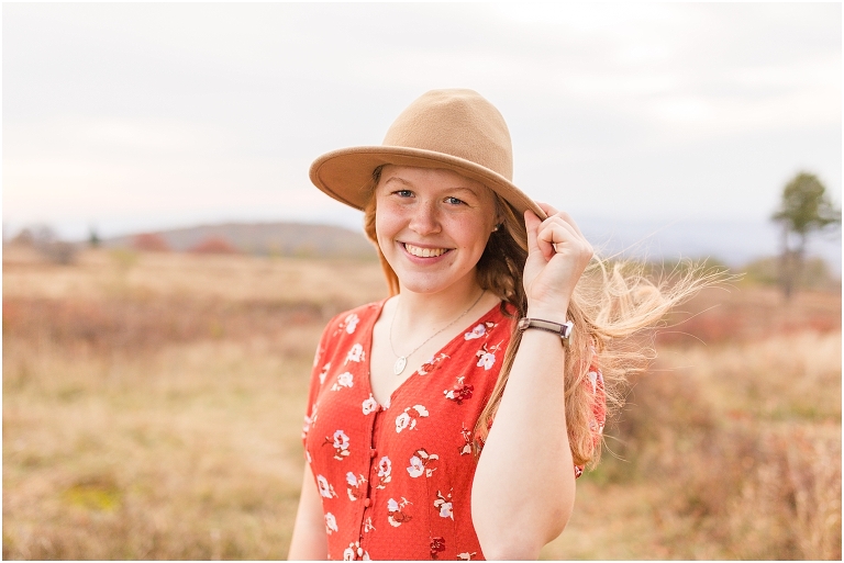 Fall sunset Big Meadows Skyline Drive senior session