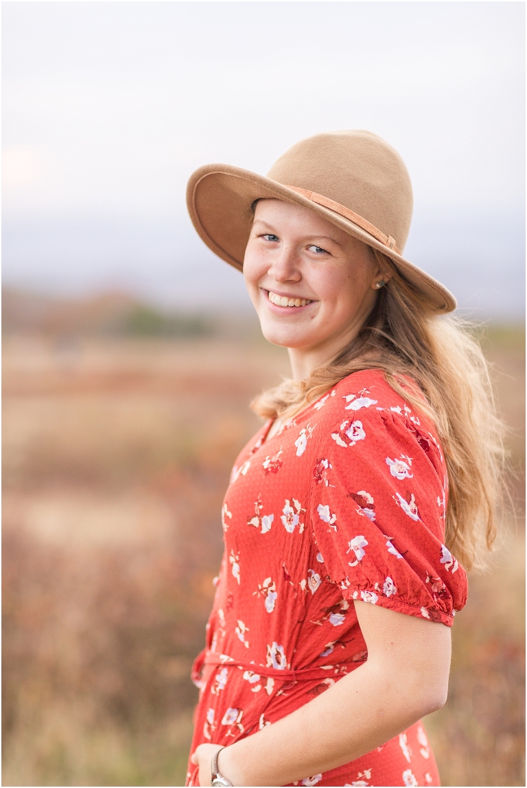 Fall sunset Big Meadows Skyline Drive senior session