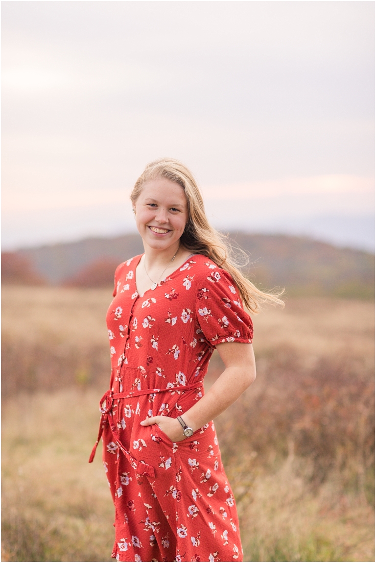Fall sunset Big Meadows Skyline Drive senior session