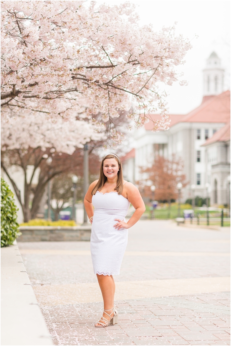 When should you take your JMU graduation portraits? The James Madison University Quad can be blooming with cherry blossoms in March