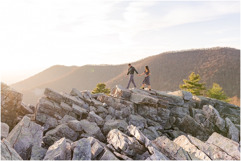 Engagement session at Blackrock Summit in Virginia. The views were amazing and the sunset was meant for this session. 