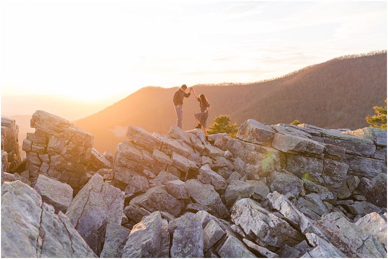 Engagement session at Blackrock Summit in Virginia. The views were amazing and the sunset was meant for this session. 