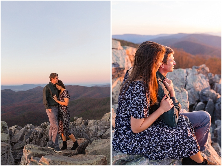 Engagement session at Blackrock Summit in Virginia. The views were amazing and the sunset was meant for this session. 