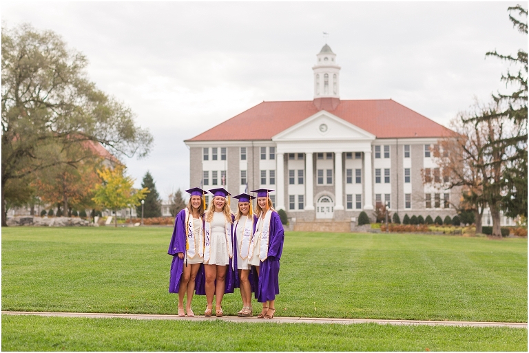 James Madison University (JMU) graduation portraits on the Quad.