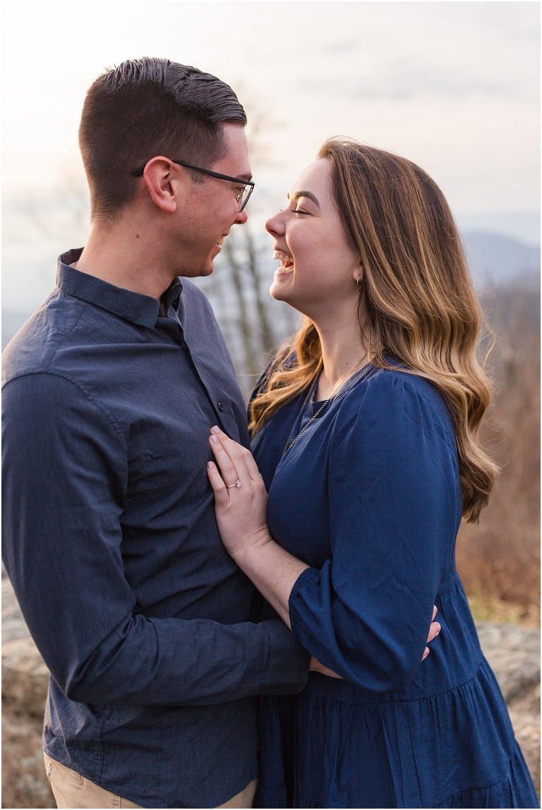 Skyline Drive Overlook engagement session with late fall colors, a beautiful view, and love.