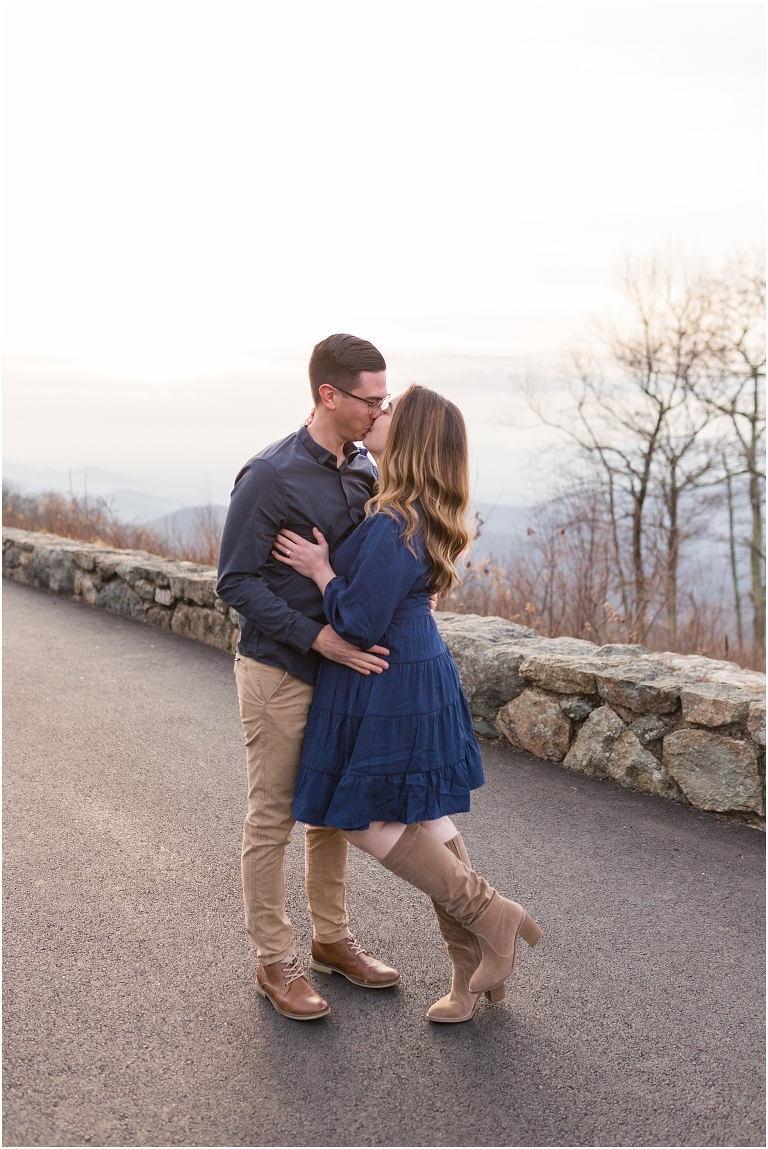 Skyline Drive Overlook engagement session with late fall colors, a beautiful view, and love.