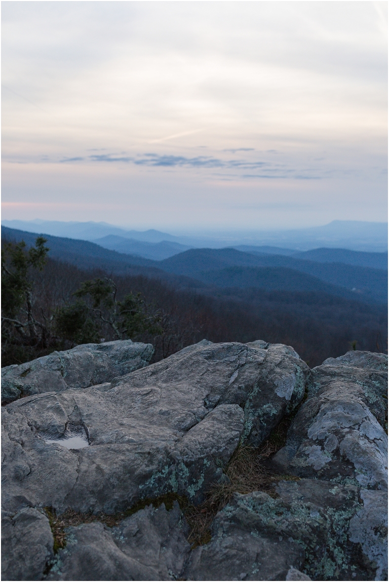 Skyline Drive Overlook engagement session with late fall colors, a beautiful view, and love.