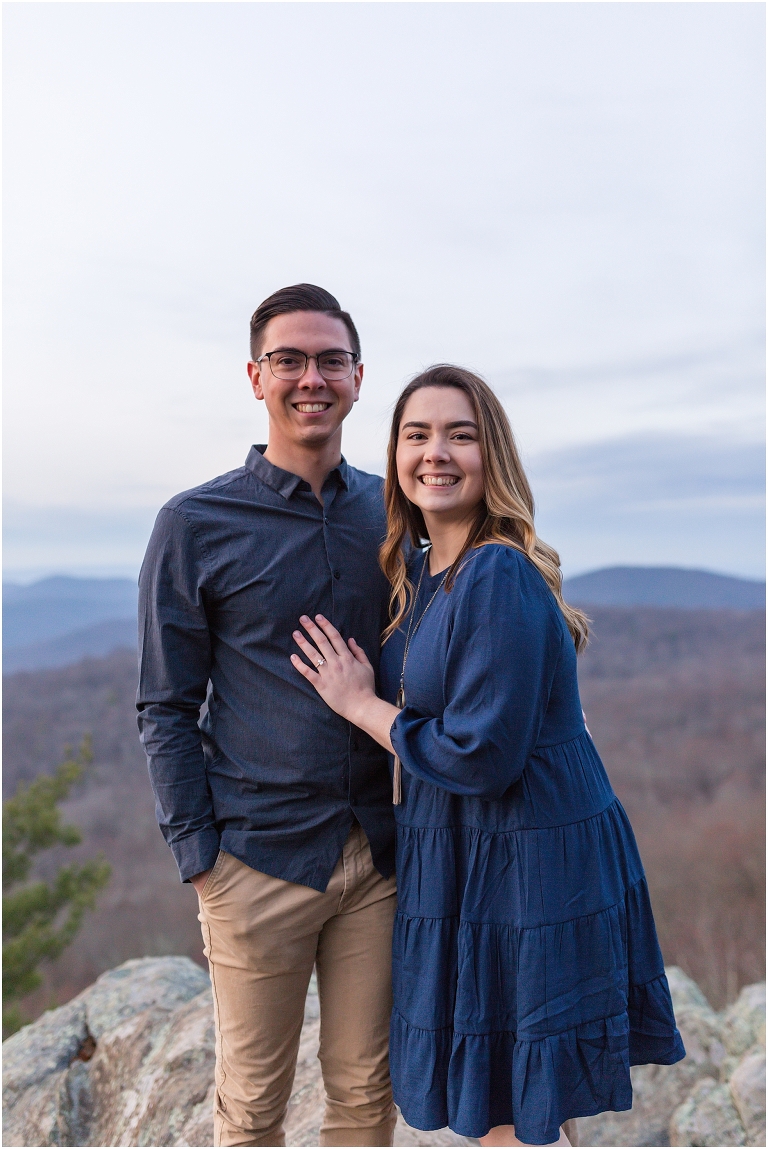 Skyline Drive Overlook engagement session with late fall colors, a beautiful view, and love.