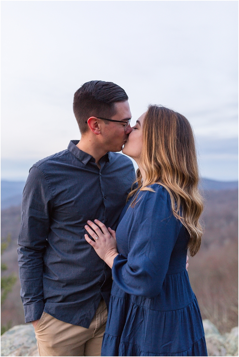 Skyline Drive Overlook engagement session with late fall colors, a beautiful view, and love.