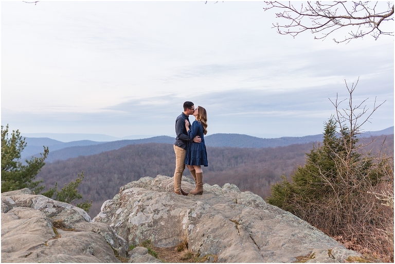 Skyline Drive Overlook engagement session with late fall colors, a beautiful view, and love.