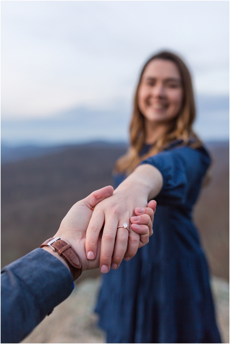 Skyline Drive Overlook engagement session with late fall colors, a beautiful view, and love.