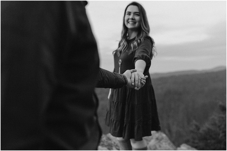 Skyline Drive Overlook engagement session with late fall colors, a beautiful view, and love.