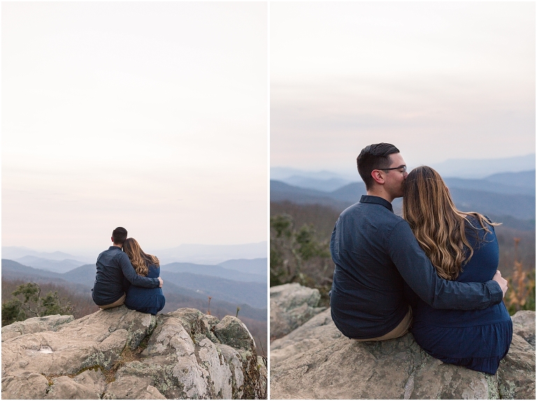 Skyline Drive Overlook engagement session with late fall colors, a beautiful view, and love.