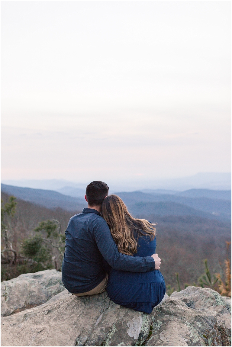 Skyline Drive Overlook engagement session with late fall colors, a beautiful view, and love.