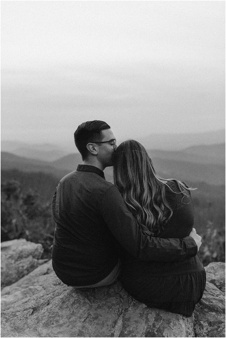 Skyline Drive Overlook engagement session with late fall colors, a beautiful view, and love.