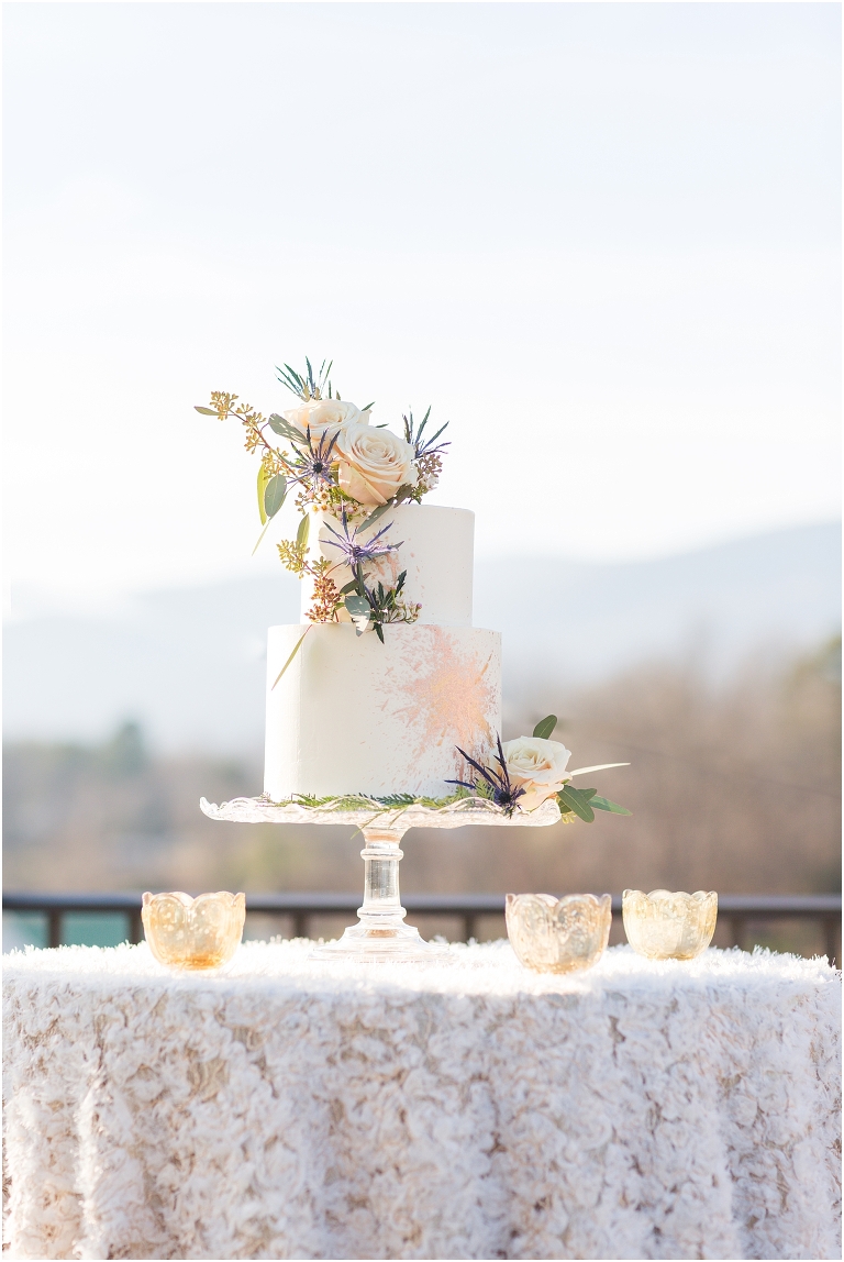 Winter wedding at The Rooftop in Crozet, Virginia. The golden sunset and surrounding views created the most beautiful wedding.