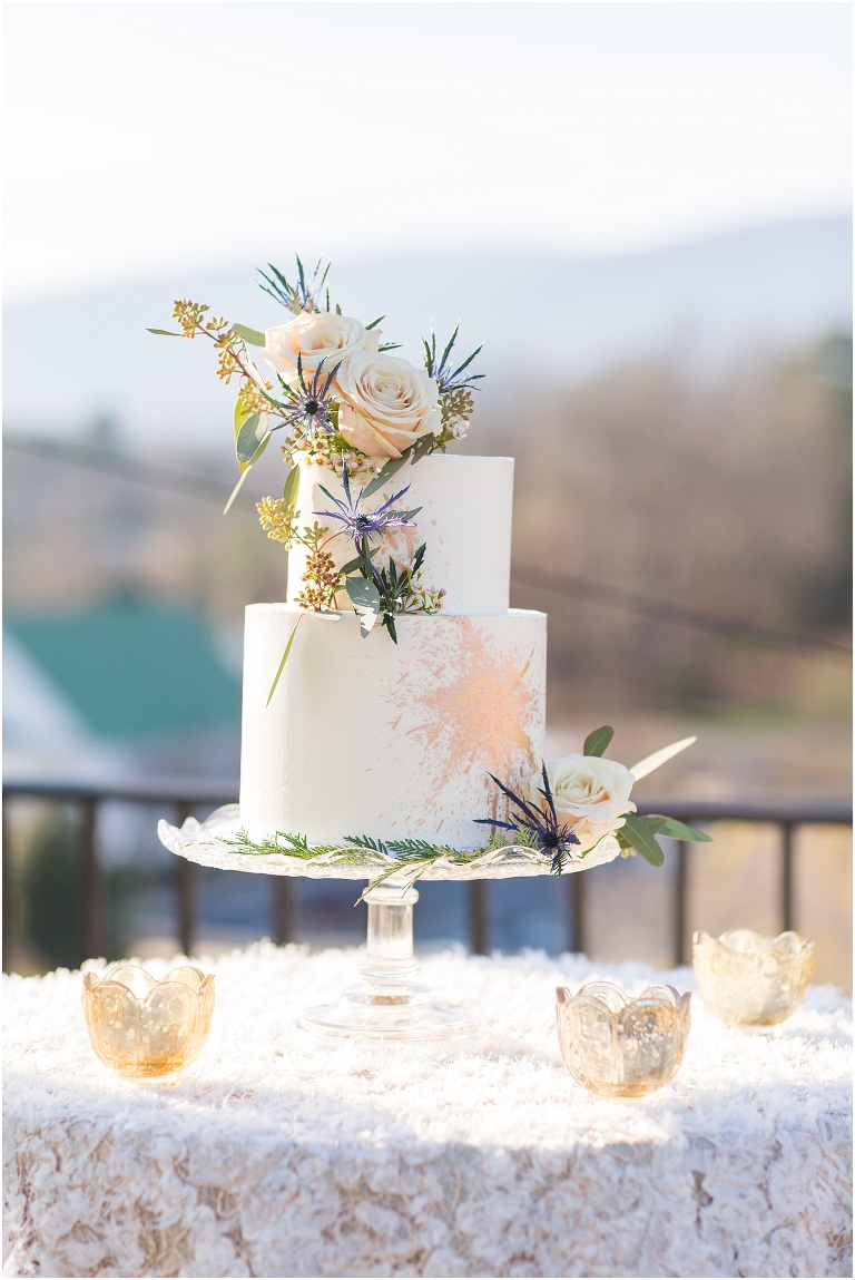 Winter wedding at The Rooftop in Crozet, Virginia. The golden sunset and surrounding views created the most beautiful wedding.