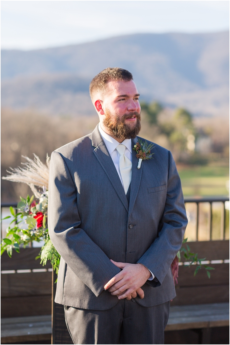Winter wedding at The Rooftop in Crozet, Virginia. The golden sunset and surrounding views created the most beautiful wedding.