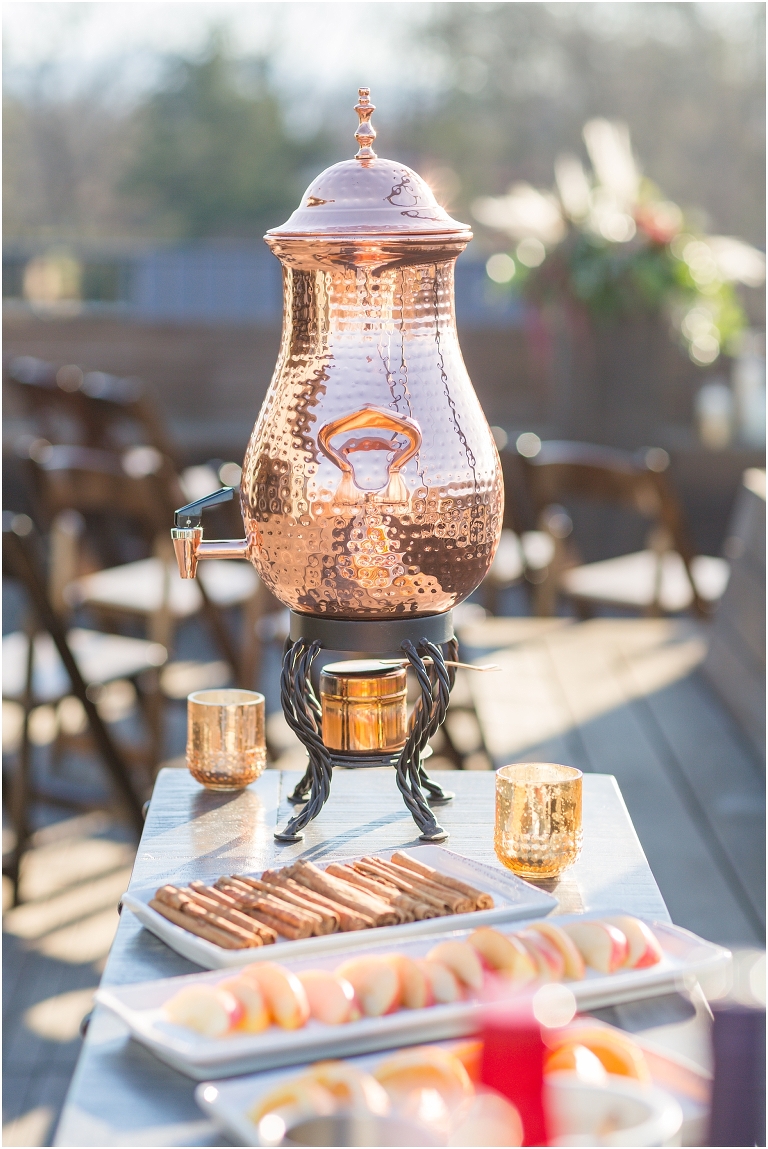 Winter wedding at The Rooftop in Crozet, Virginia. The golden sunset and surrounding views created the most beautiful wedding.