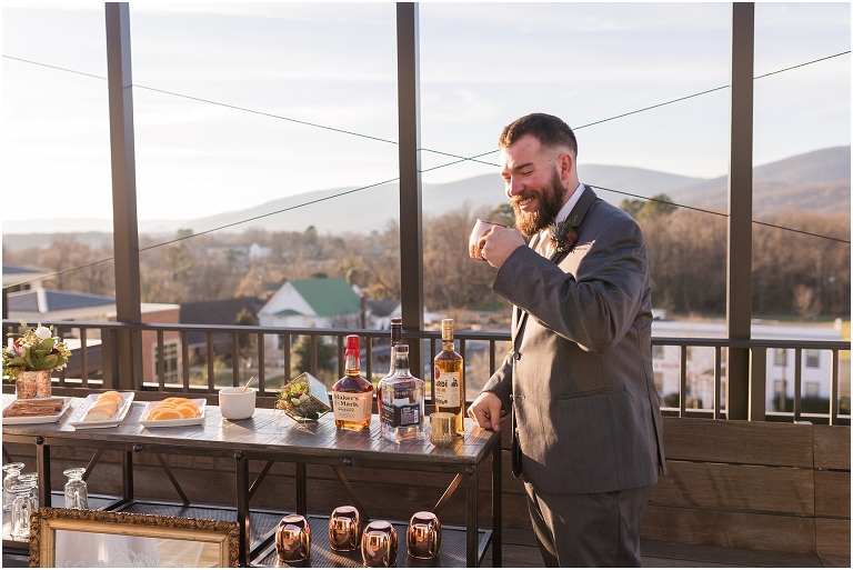 Winter wedding at The Rooftop in Crozet, Virginia. The golden sunset and surrounding views created the most beautiful wedding.