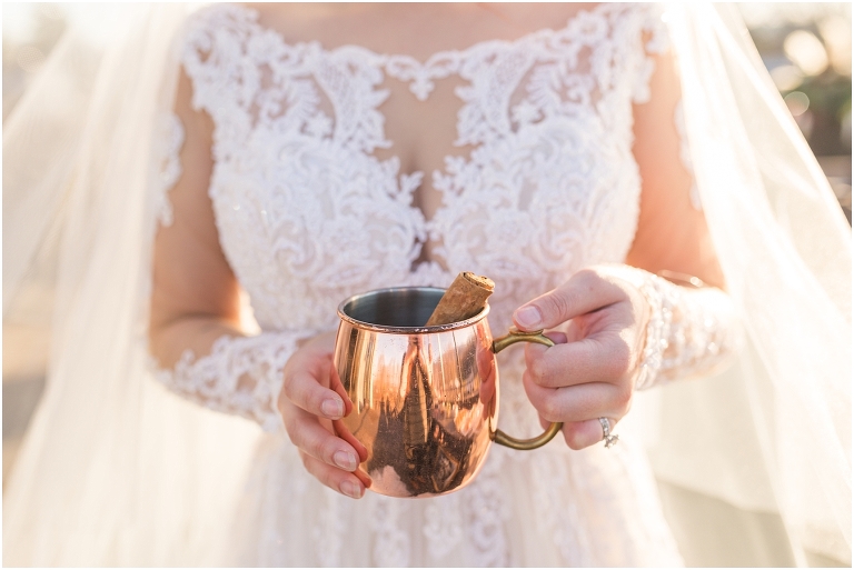 Winter wedding at The Rooftop in Crozet, Virginia. The golden sunset and surrounding views created the most beautiful wedding.