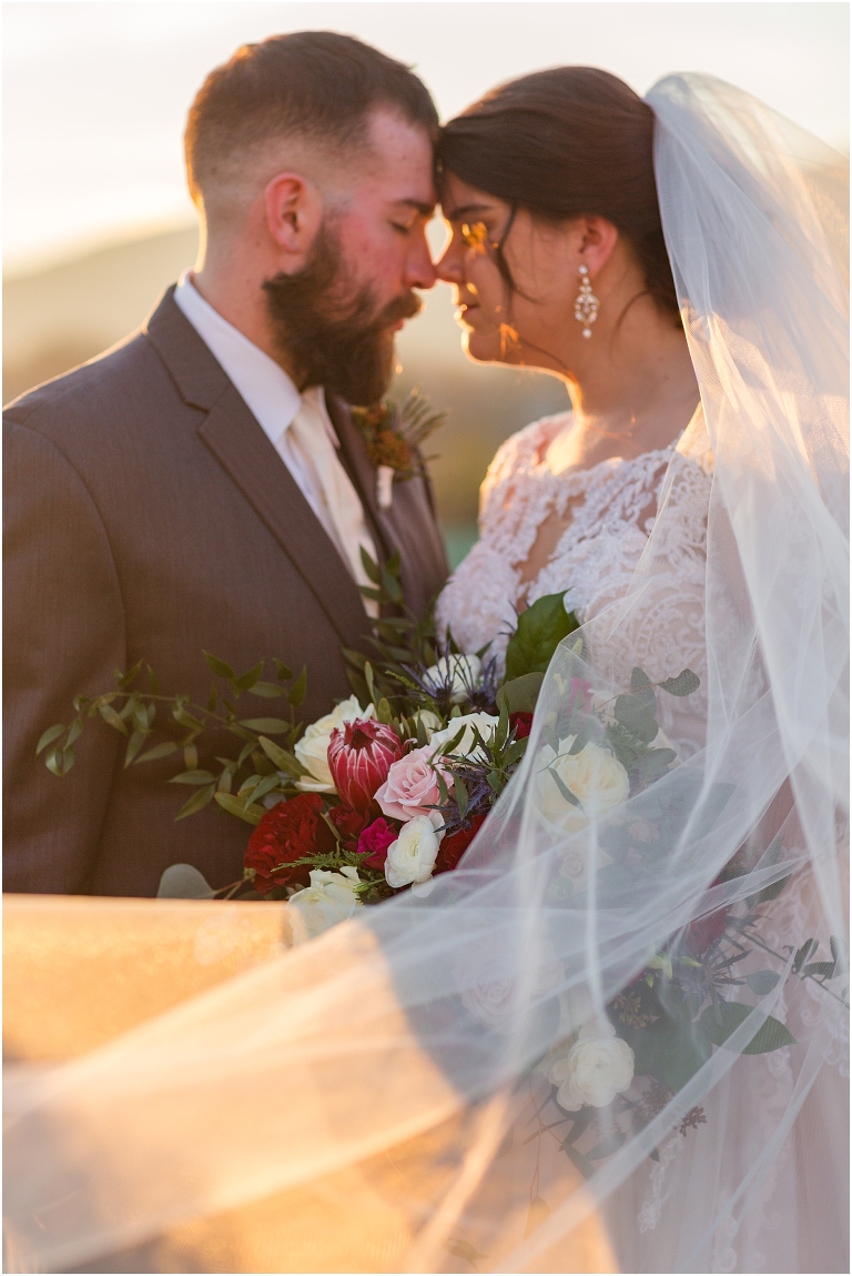 Winter wedding at The Rooftop in Crozet, Virginia. The golden sunset and surrounding views created the most beautiful wedding.
