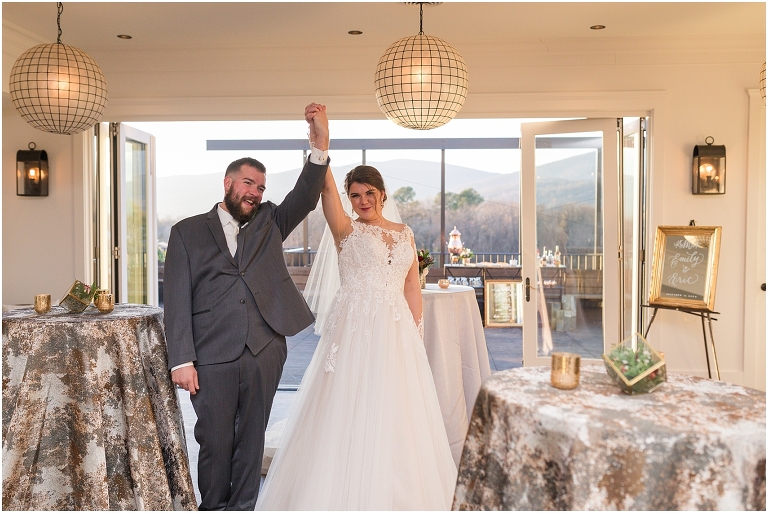 Winter wedding at The Rooftop in Crozet, Virginia. The golden sunset and surrounding views created the most beautiful wedding.