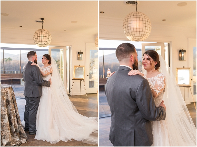 Winter wedding at The Rooftop in Crozet, Virginia. The golden sunset and surrounding views created the most beautiful wedding.