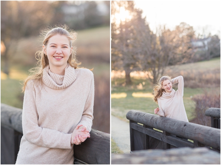 Winter high school senior session at Boar’s Head Resort.