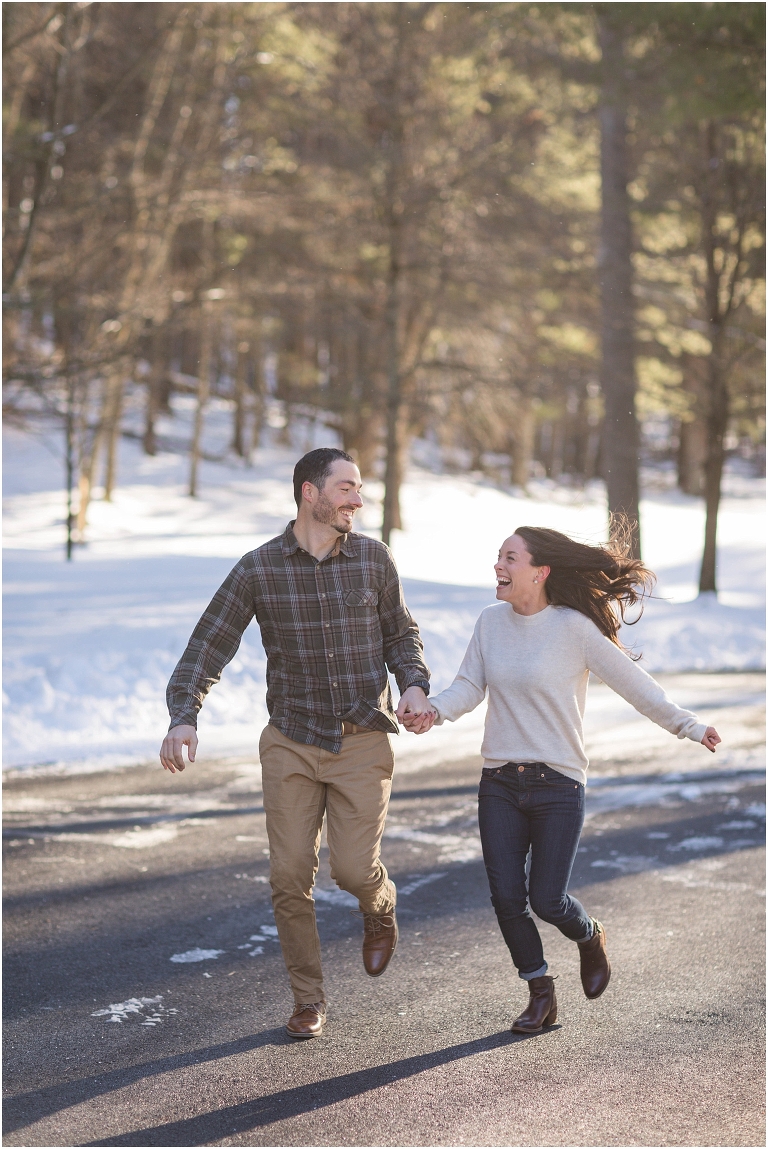 Lost River State Park winter engagement session surrounded by fresh snow in the Virginia mountains.